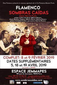 spectacle FLAMENCO SOMBRAS CAIDAS. Du 18 au 19 avril 2019 à Paris10. Paris.  20H00